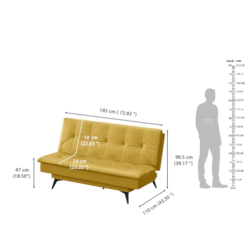 Image of Wakefit Flexia Sofa Cum Bed - Three Seater - Reflection Series Yellow