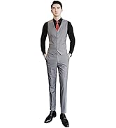 UNINUKOO Mens Suits 2 Piece Formal Suit Vest Pants with Tie Slim Fit Suits for Men Wedding Prom T...