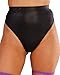 iHeartRaves Black Faux Leather High Rise Thong Bottoms (Small)