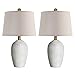AIEAMPDO 21'' Set of 2 Rustic Ceramic Small Table Lamps for Living Room Bedroom, Farmhouse Vintage Nightstand Lamps for Office Entryway End Table, 2 Bulbs Included