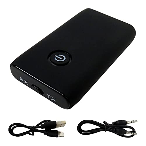 Bluetooth 5.0 Transmitter Receiver 2 IN 1 Wireless Audio 3.5mm Jack Aux Adapter - Black