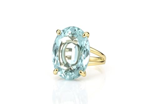 14k Birthstone Rings for Women - 20x16mm Oval Blue Topaz in 14k Ring Gold-filled Band - Vintage Topaz Jewelry for Women - Handmade