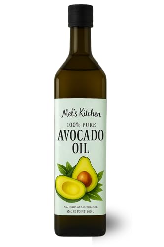 Mels Kitchen 100% Pure Avocado Oil - 1 Litre in Glass Bottle | Natural Refined and Bottled in UK | Good for Cooking Drizzling & Dipping