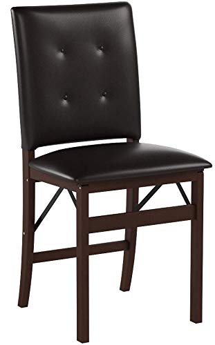 Meco STAKMORE Parson’s Folding Chair Espresso Bonded Leather Finish, 16D x 17W x 33.5H in, Set of 2 - Thumbnail 7