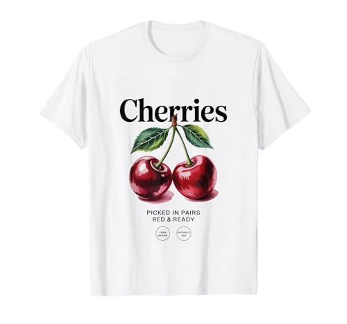 Kirschen Gepflückt In Paaren Rot Und Bereit Vintage Landwirt T-Shirt