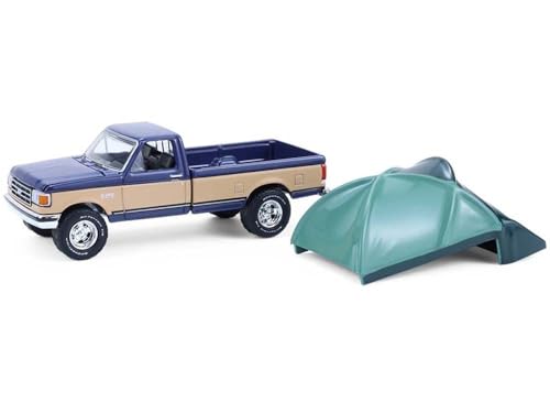 1987 F 150 XLT Lariat Pickup Truck 1/64 Azul Oscuro miniatura 2