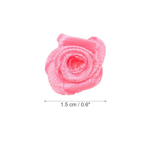 PATIKIL 0.6" Mini Satin Ribbon Roses, 50 Pcs Tiny Fabric Flowers Embellishments Rosettes Applique for DIY Crafts and Wedding Rose Red - Image 2