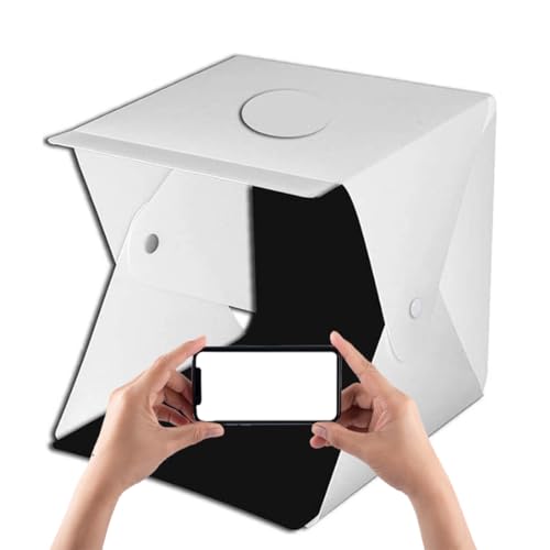 JODAIS Caja de luz para fotografía de Estudio fotográfico Mini Caja de luz para fotografía, Kit de Carpa fotográfica portátil Plegable con Tiras LED con Orificio Superior, Fondo de Color, 30x30x30 cm
