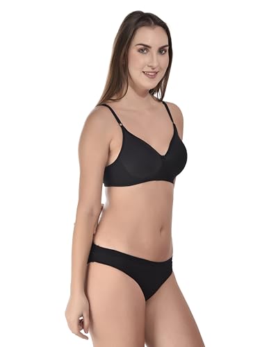 Image of SGC SWEDEN Women's Lingerie Set | Cotton Blend Lightly Padded Non Wire Push-Up Bridal Bra Panty Lingerie Set | Super Soft and Comfortable Lingerie Set