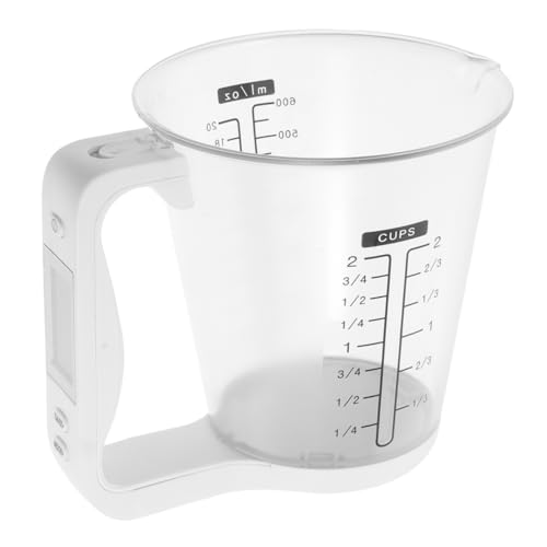UKCOCO Digitale Küchenwaage mit Großem Messbecher LCD Display Präzise Lebensmittel und Temperaturmessung Multifunktional für Kochen und Backen Weiß