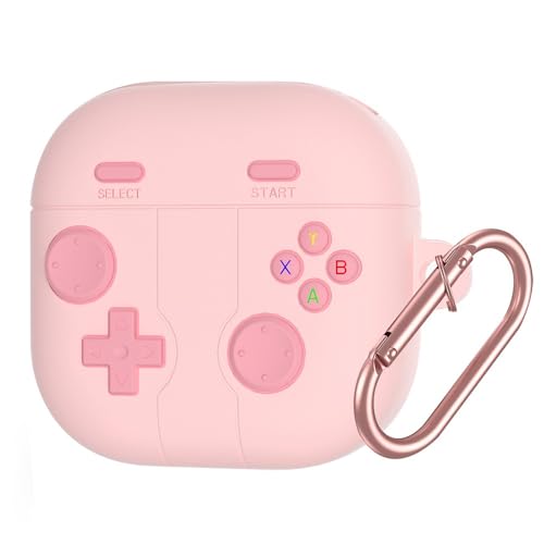 Coque Galaxy Buds4 Pro rose antichoc en silicone TPU avec mousqueton