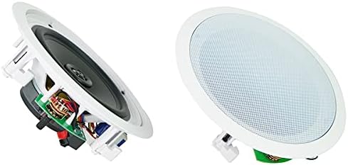 CC80T White Pair 8" 70V Commercial in-Ceiling Speakers, White, Aimable Tweeter, Paintable Grill, High-Fidelity Audio, for Restaurants and Bars