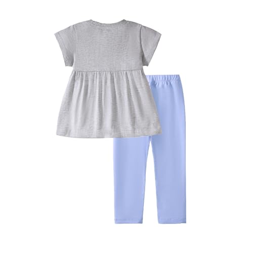 Image of HILEELANG Toddler Girl Easter Outfit Spring Summer Cotton Leggings Pants Tees Shirts Clothing Sets