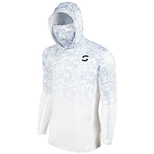 SYNKER Stealth All Weather Performance Fishing Camo Hoodie | UPF 50+ Long Sleeve Shirt with Sun Protection for Men and Women, Breathable, Camouflage (Snow) (Extra Large)