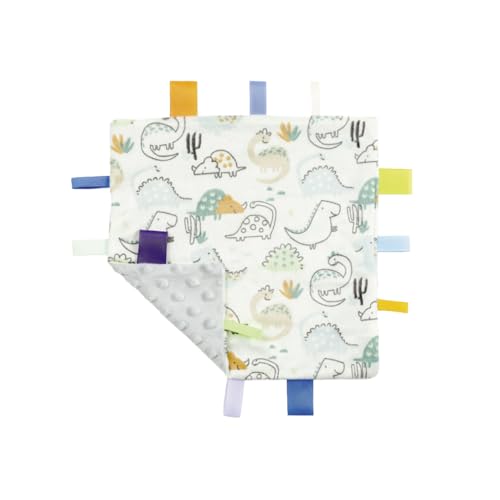 Image of CREVENT Tag Security Blankets for Babies, Soft Small Loveys for Boys, Baby Comforter Sensory Blanket, Great Gifts for Birthday Baby Shower (10 inchX10 inch 10 Taggies)