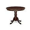 East West Furniture ANAB3-MAH-18 3 Piece Modern Dining Table Set Contains a Round Kitchen Table with Pedestal and 2 Coffee Linen Fabric Parson Dining Chairs, 36x36 Inch, Mahogany #2