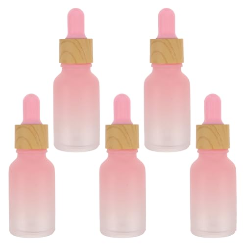 NUOBESTY 5pcs 15ml Gradient Frosted Glass Dropper Bottles Small Essential Oil Vials for Skincare Travel and Beauty Salon Refillable Cosmetic Serum Containers