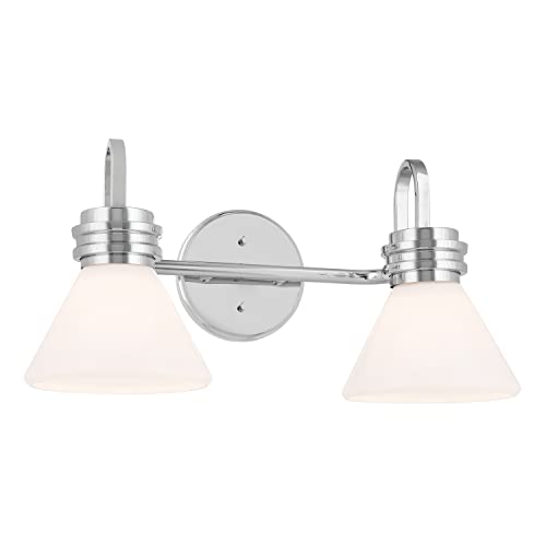 Image of Kichler Farum 19.25 inch 2-Light Vanity Light with Opal Glass in Chrome, for Vanity, Jack & Jill Layout, Over a Mirror, (19.25 inch W x 9.5 inch H), 55154CH