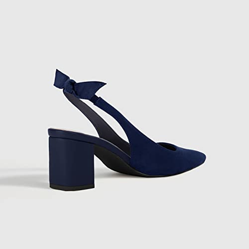 Image of Juliet Holy Womens Pumps Pointed Toe Slip on Slingback Cute Bowknot Classic Chunky Block Heels