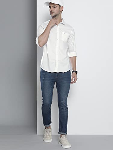 Image of The Indian Garage Co Men Slim Fit Solid Full Sleeves Spread Collar Casual Shirt