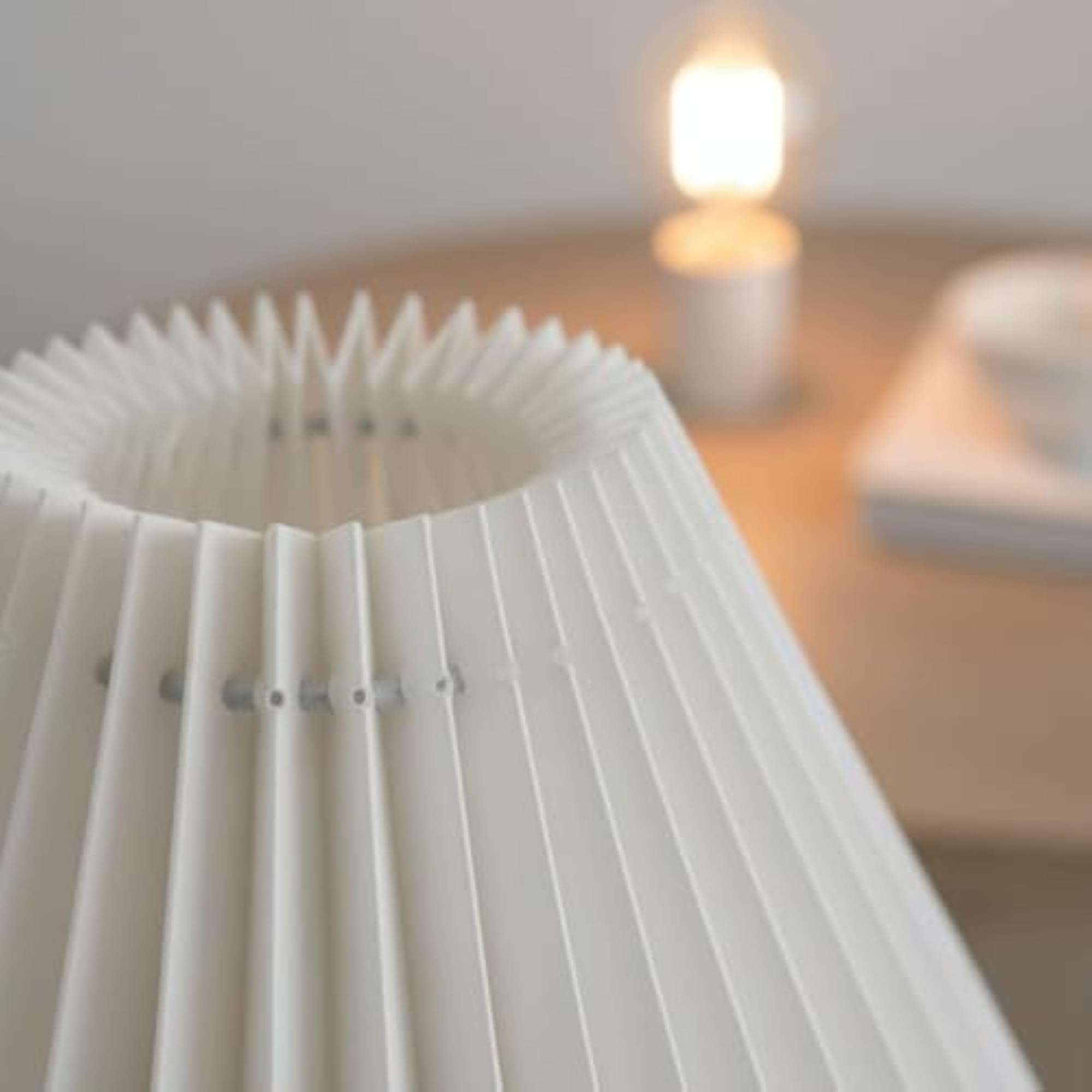 Translucent Pleated White Textile Lampshade, 143MM