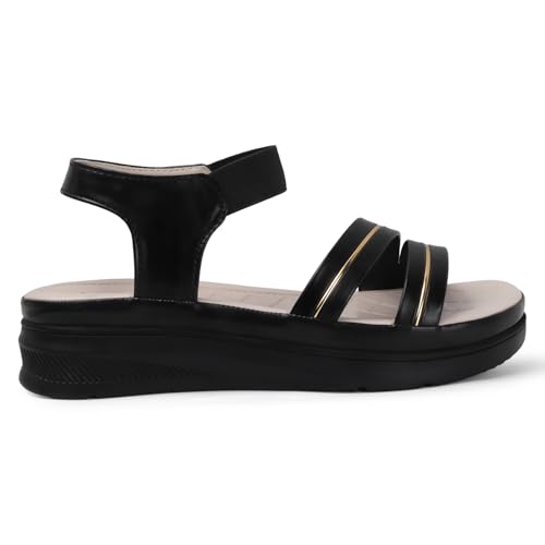 Image of Ladies Hub Stylish Women's Wedge Sandals Platform Heels with Extra Soft Cushioned Footbed, Ankle Strap & Open Toe Style