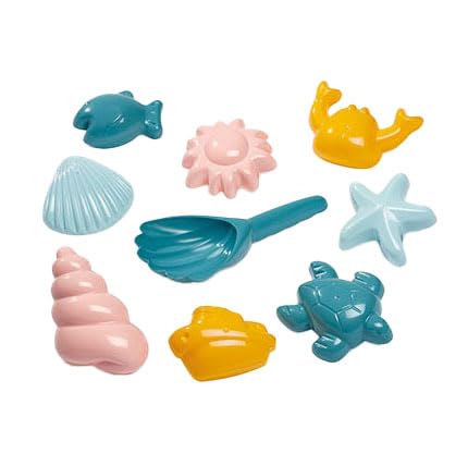 EcoiffierShell Sand Molds with Shovel, 9pcs.