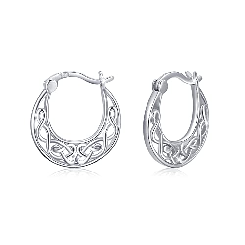 Noeud celtique Huggie Hoop boucles d'oreilles argent 925 petites boucles d'oreilles dames celtiques boucles d'oreilles cerceau oreille bijoux pour filles petite amie femmes enfants Cover
