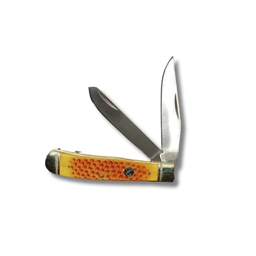 Roper Knives Pit Viper Trapper - 2 1065 Carbon Steel Blades - Lightweight, Durable, Wear-Resistant, Pitted Bone Material Handle
