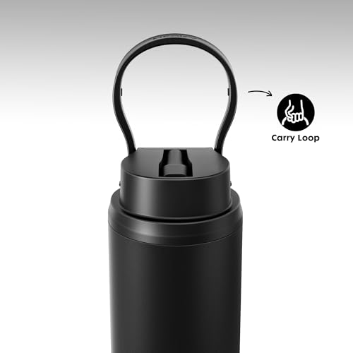 Image of Meoky 24 oz Insulated Water Bottle: Flip-to-Pop Straw, Leak Proof, 24H Cold, Fits in Car Cup Holder, Wide Mouth, BPA-Free, Stainless Steel Water Bottle for Men Travel Sports School, Night