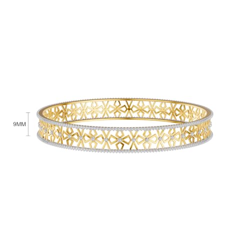 Image of KISNA 9KT Floriance Mesh Gold Bangle For Women | BIS Hallmarked Yellow Gold Bangle | Lightweight Daily Wear Gold Jewellery | Gift for Wife, Mother & Sister | S 2.4 Anna