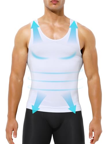 Arjen Kroos Canotta Uomo Contenitiva e Compressiva Canottiera Maglia Snellente Pancera per Addominali Fitness Dimagrimento Shapewear Bianco XL