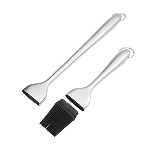 Image of Xacton Silicone Basting Brush with Stainless Steel Long Handle | Heat Resistant, BPA Free | BBQ Grill & Oil Pastry Brush for Cooking, Baking, Roasting, Barbecue, Grilling, Kitchen Tool - 9 inch