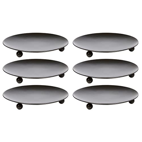 Hosley 2X3 High Pillar Candles, Set Of 6. White, Unscented. Bulk Buy, Using A Wax Blend & Hosley Set Of 6 Black Iron Pillar Candle Holders 4.75 Inch Diameter #TOP4