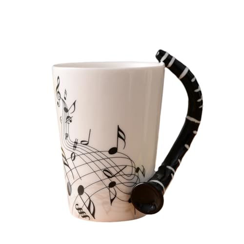 CosyCaya 240Ml, de CeráMica de MúSica Creativa Lindas Tazas y Tazas de Café Té Leche con Asa Regalos Novedad, Clarinete