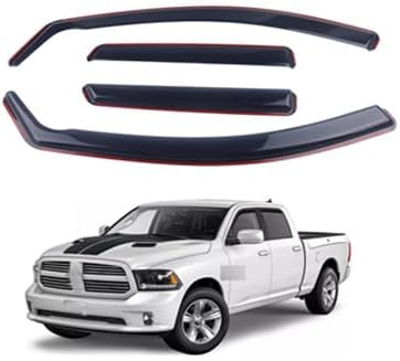 in-Channel Rain Guards 4-Piece Compatible with 2009-2018 Dodge Ram 1500 Quad Cab Window Visors Side Window Deflectors Shield Shade Black Smoke 09-18 Dodge Ram 1500 Quad Cab