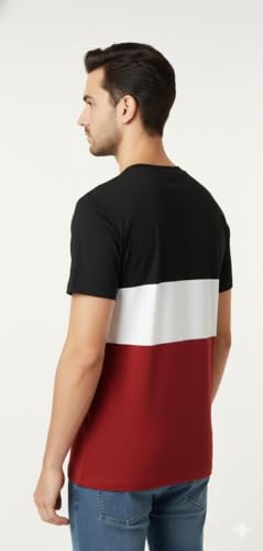 Image of Men's Striped T-Shirt, Round Neck, Short Sleeve, Casual Wear