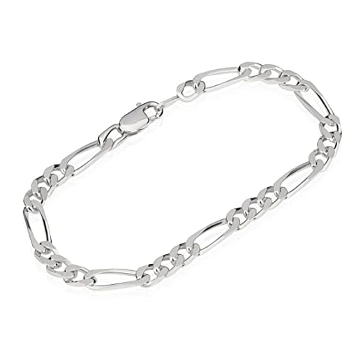 NKlaus silver 21 cm 925 äkta sterlingsilver kedja Figaro dam herr armband 5,10 mm 10 g 5457
