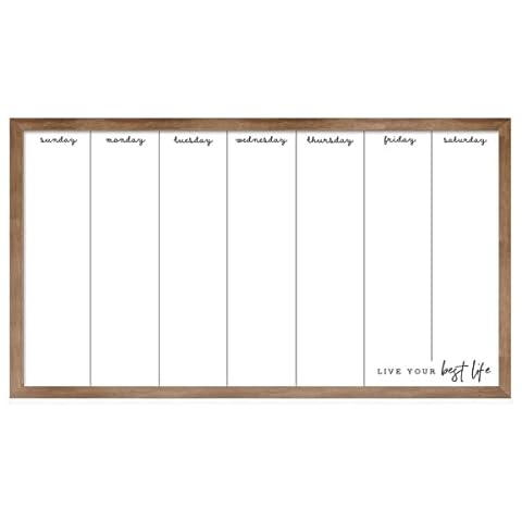 AZ Home Magnetic Dry Erase Whiteboard Calendar with Espresso Wood Edge, Weekly Planner,to Do List,Elegant Font of Wording"Live Your Best Life", Scheduler Planning Boards,12x22" Cover