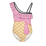 Ctsgobvahy Girls One Piece Swimsuits Size 10-12 Fashion Ice Cream Ruffle Strap Swimsuit with with Adjustable Strap Quick Dry Summer Beach Vacation Bathing Suit Swimwear