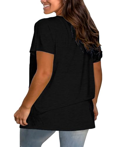 Plus Size V Neck T Shirts Women Short Sleeve Tops Casual Summer Tshirts Loose Fit Tee3