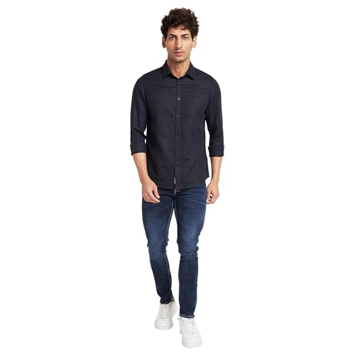 Image of Being Human Grey Slim Straight Fit Regular Collar Long Sleeves Men's Shirt Clothing