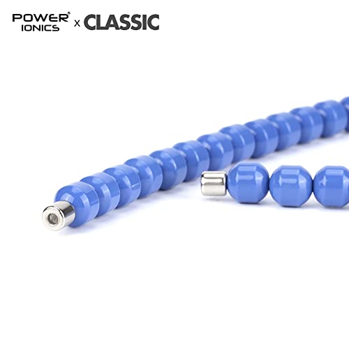 Power Ionics 0.3 Inches Blue Tourmaline Beaded Necklace, Infinity Necklace, Fit For Size 19 Inch, With Magnet Buckle #TOP3