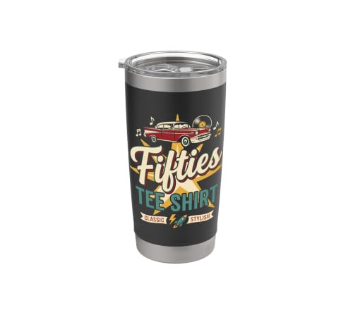50s Retro Vintage Fifties Rock and Roll Sock Hop Nostalgia Vaso térmico de acero inoxidable de doble pared