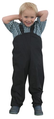 Suse's Kinder Fleece Lined Rain Bib pants for boys and Girls Toddlers to age 8 (120, Black)