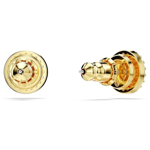 Swarovski Una Stud Earrings, Round Cut, Gold Tone, Gold-Tone Finished4