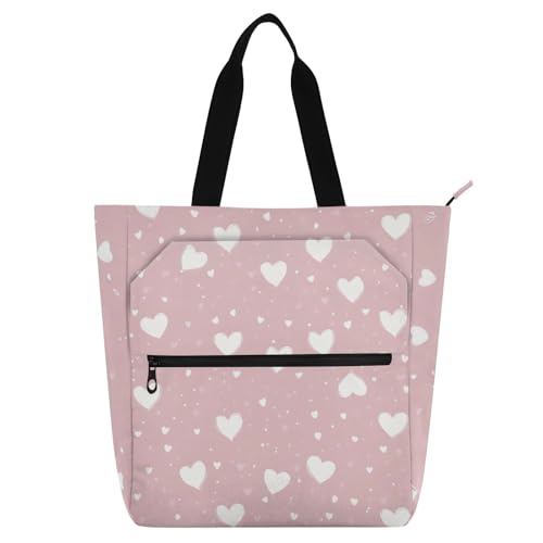 Bolsa de mano de San Valentín con diseño de corazón rosa para llevar a la playa