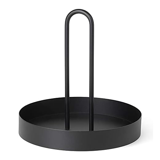 ferm Living bricka med handtag/handtag, Grib tray, matt svart, pulverlackerad metall, diameter 28 cm, H 28,7 cm, 1104263308