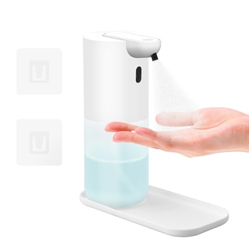 Desinfektionsspender Automatisch, aifulo Desinfektionsspender Sensor, Berührungsloser Desinfektionsmittelspender Wand 400ml mit Tropfschale, 4-Stufig für Schule, Büro, Krankenhaus, Hotel, Restaurant