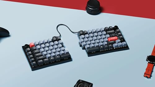 Image of Keychron Q11 QMK /VIA TKL Split Keyboard Ergonomic, 91 Keys 75% Layout Wired Mechanical Gaming Keyboard Mac & Windows with Full Alu Frame, PBT Keycaps & Knobs, Hot-Swappable Keycrhon Super Red Switch